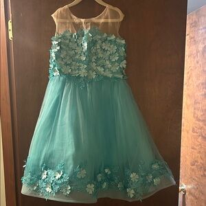 Floral Aqua Kids Dress